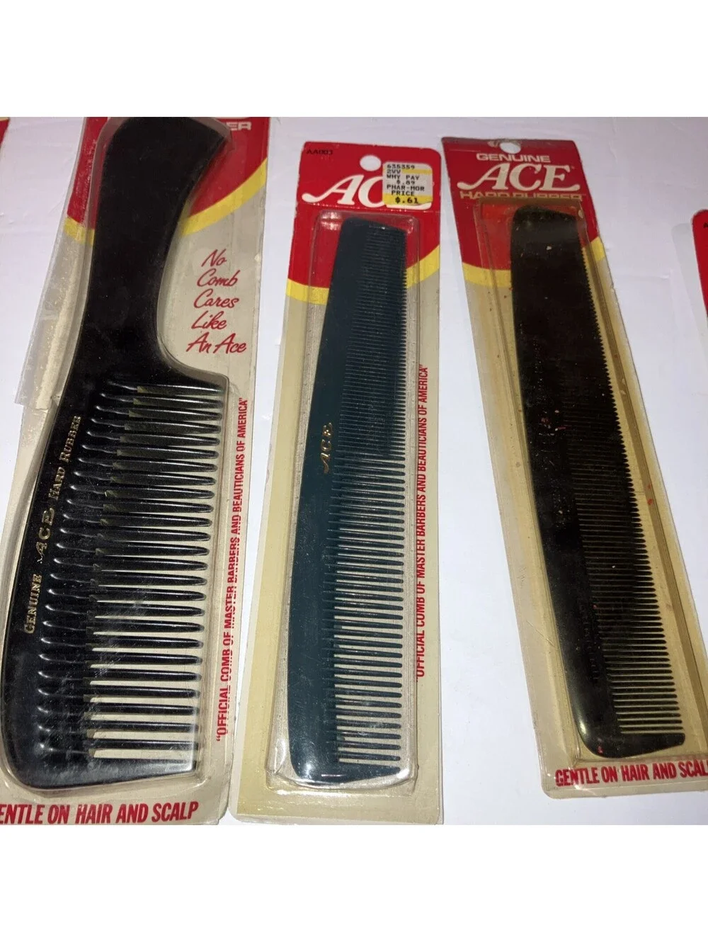 Lot Of 5 Vintage Genuine Ace Hard Rubber Mix Combs OLD NEW STOCK “RARE” 💈 💈